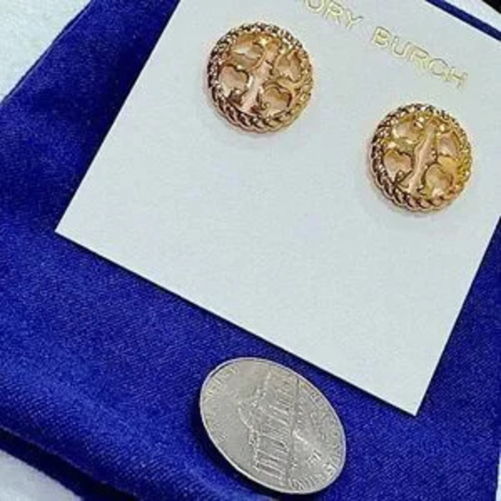 TORY?BURCH?LOGO?ROPE?STUD?EARRINGS